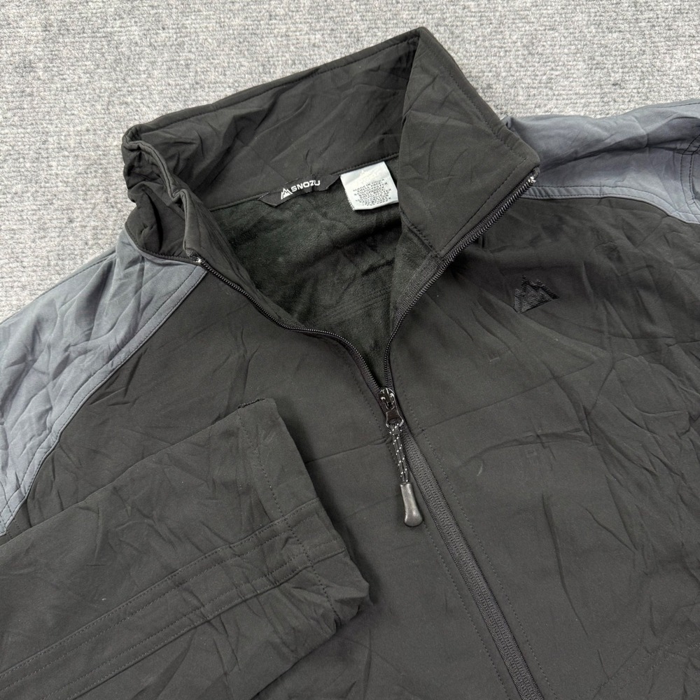 Snozu Softshell‎ Jacket XXL Black Gray Fleece Lined Full Zip Outdoor Mens